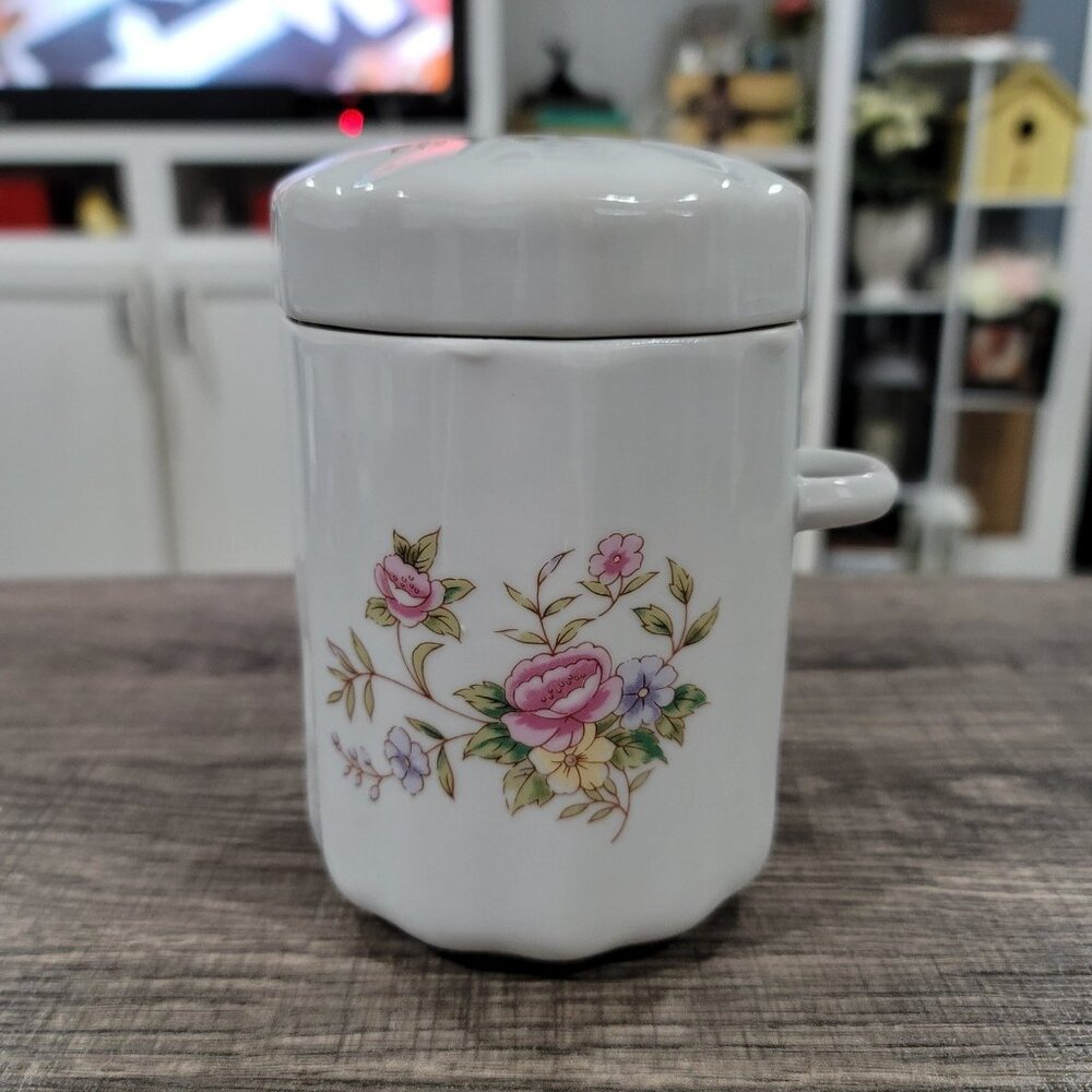Vintage Floral Porcelain Lidded Container